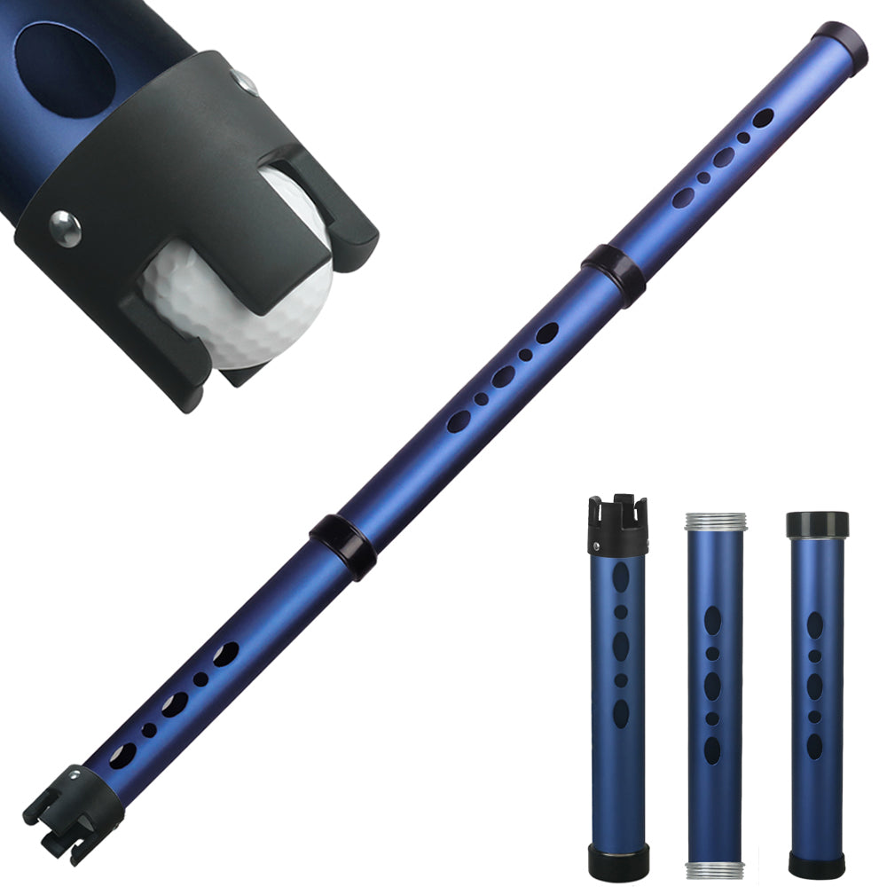 Golf Ball Picker Tube 3 Sections Aluminium Alloy with Plastic Hooks